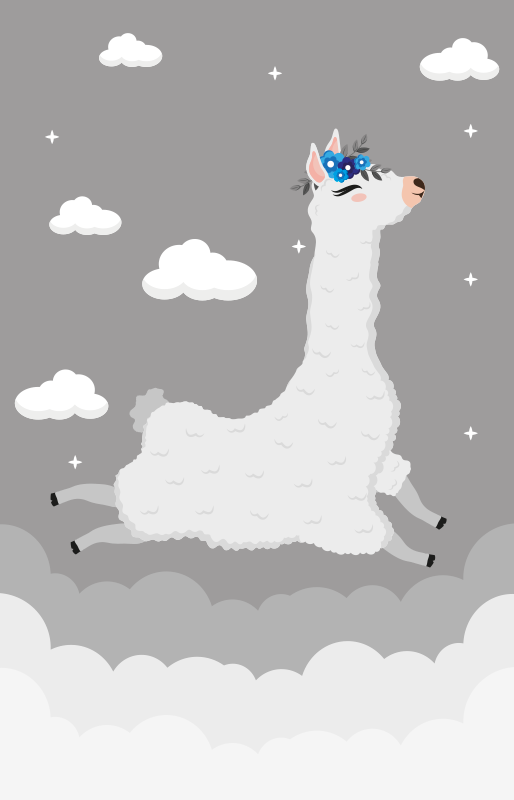 Canlı lama fantezisi çocukta pvc halı - TenStickers