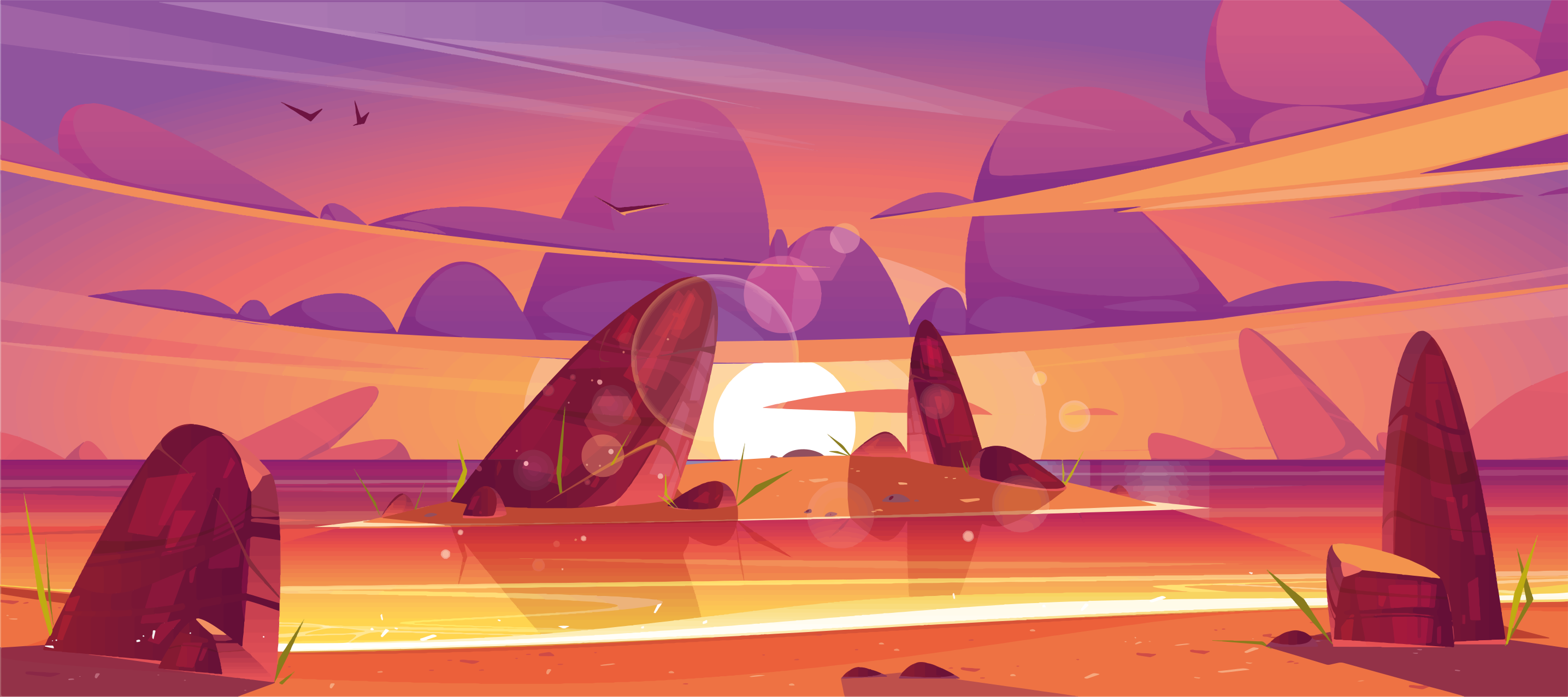 Gün batımı tatlı manzaraları doğa pvc halı - TenStickers