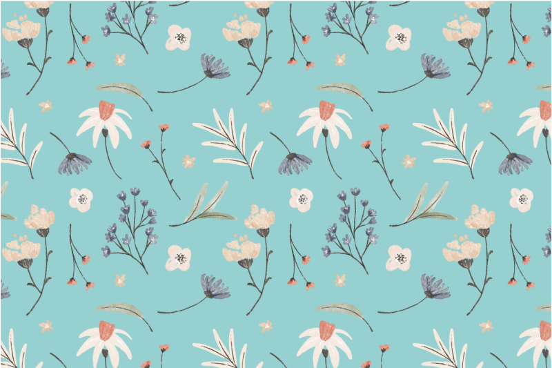 çiçek açan çiçek desenleri çiçekler ve bitkiler pvc halı - TenStickers