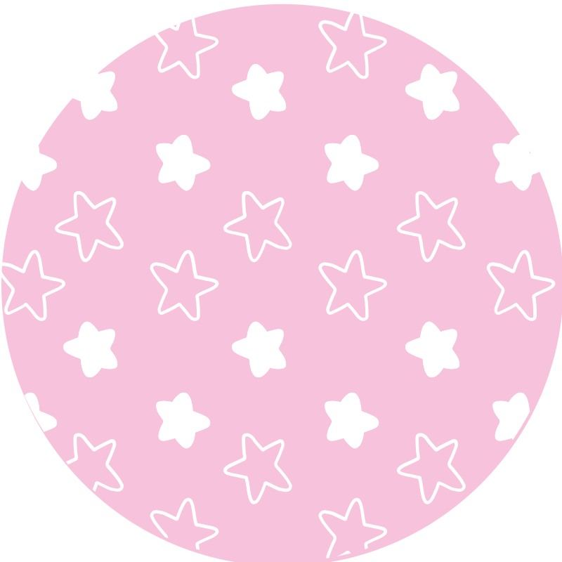 Pembe yıldız deseni yuvarlak pvc halı - TenStickers