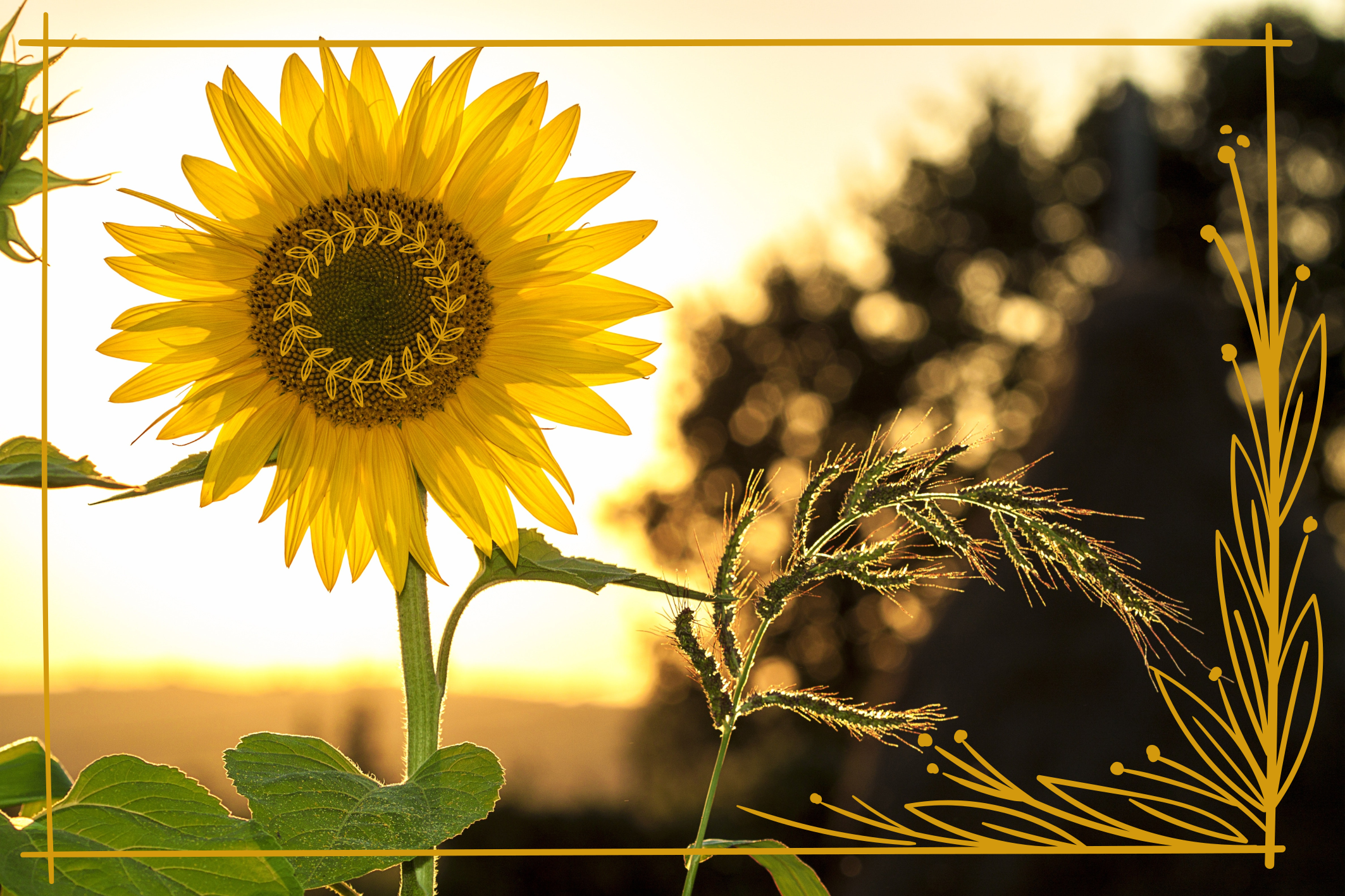 Bir ayçiçeği ve bir çiçek tarlası halısı - TenStickers