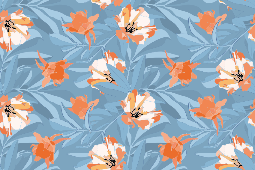 çiçekli kilim sapları ile turuncu haşhaş - TenStickers