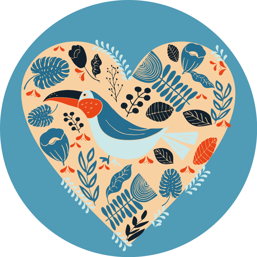 Semboller çiçekler ve kalpler çiçek kilim - TenStickers