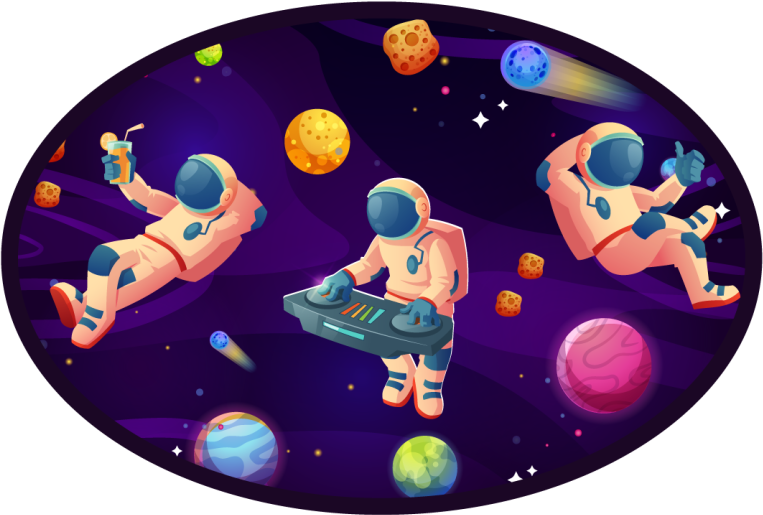 Sıkışma karikatür astronotlar yıldız vinil halı - TenStickers