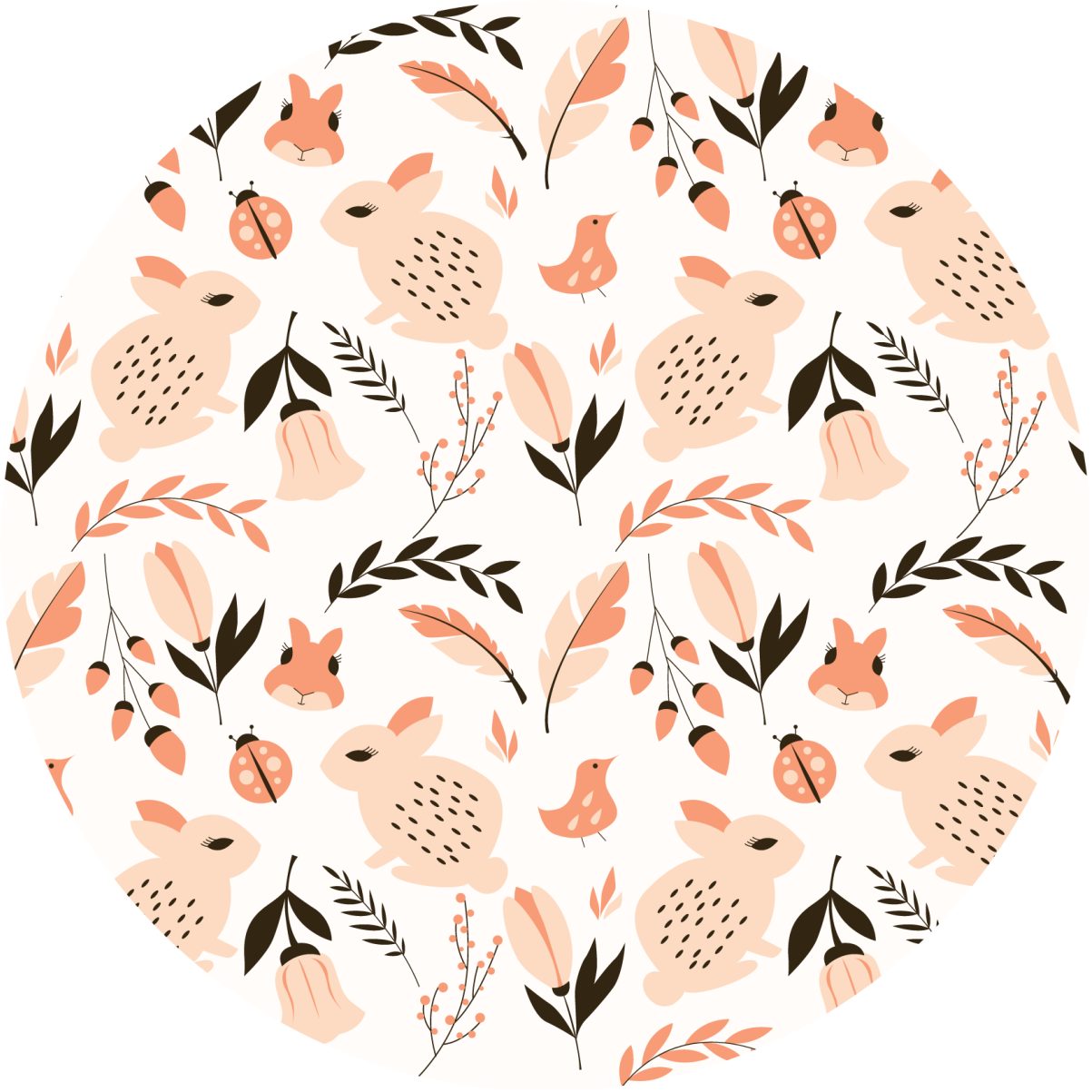 Nazik tavşan çiçekli çocukta pvc halı - TenStickers