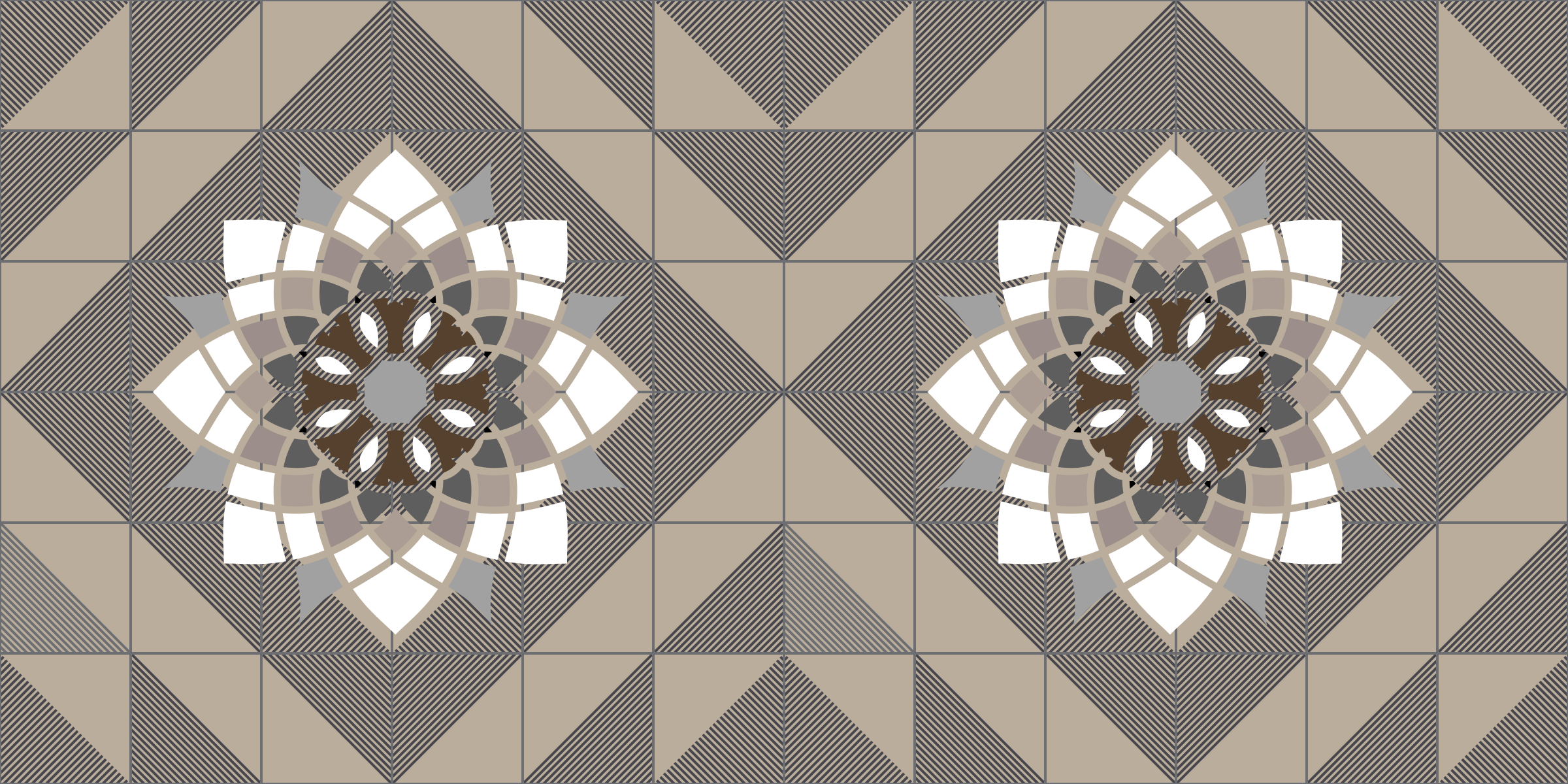 Geometrik çiçek motifi mozaic pvc halı - TenStickers