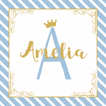 Taçlı ilk ve isim çocuk vinil halısı - TenStickers