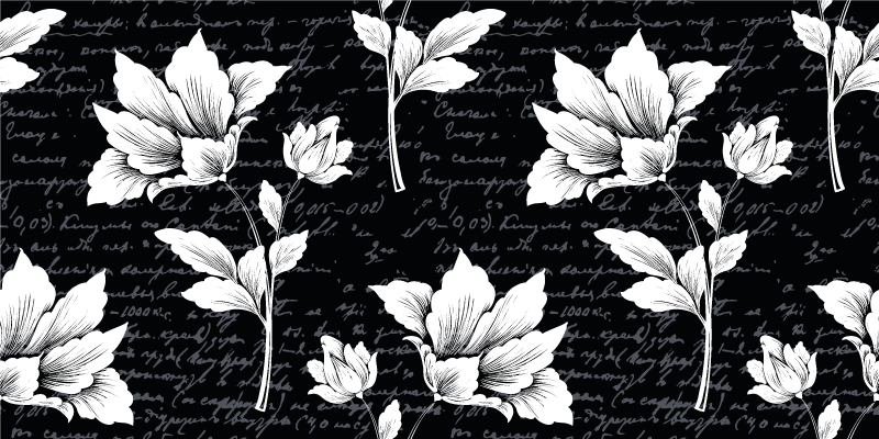 Zarif botanik unsur çiçekler ve bitkiler pvc halı - TenStickers