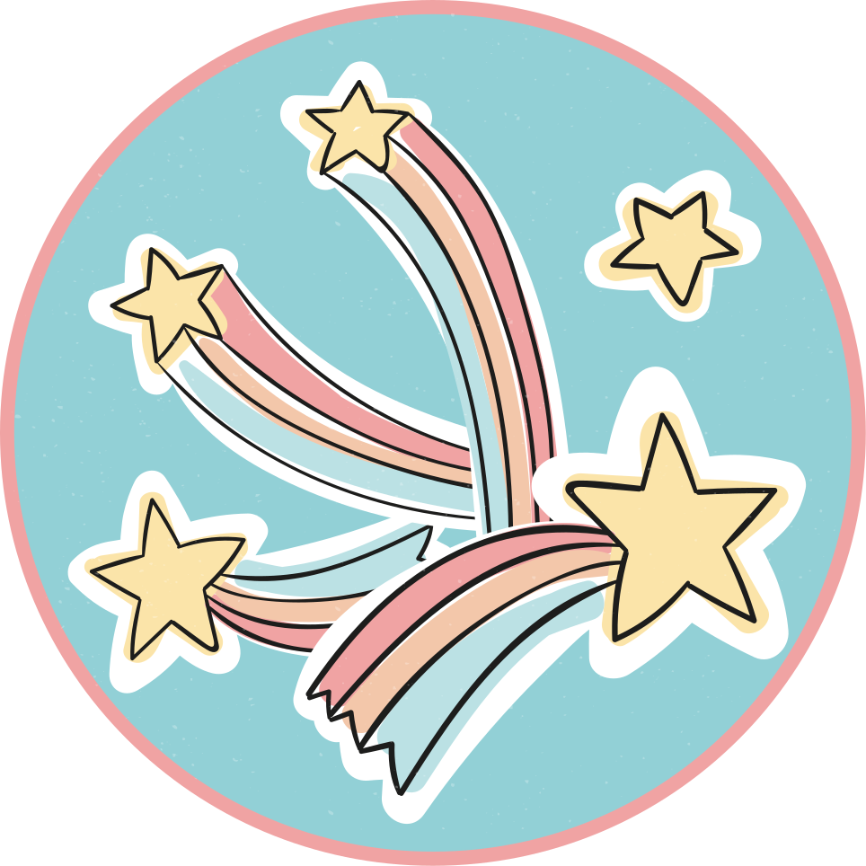 Bir kayan gökkuşağı yıldızı yıldız vinil halı - TenStickers