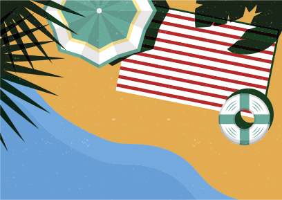 Plaj piknik sahnesi doğa pvc halı - TenStickers