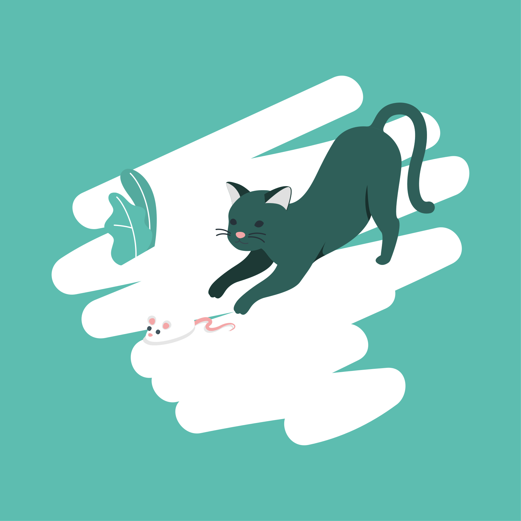 Oyuncu kedi takibi yatak odası pvc halı - TenStickers