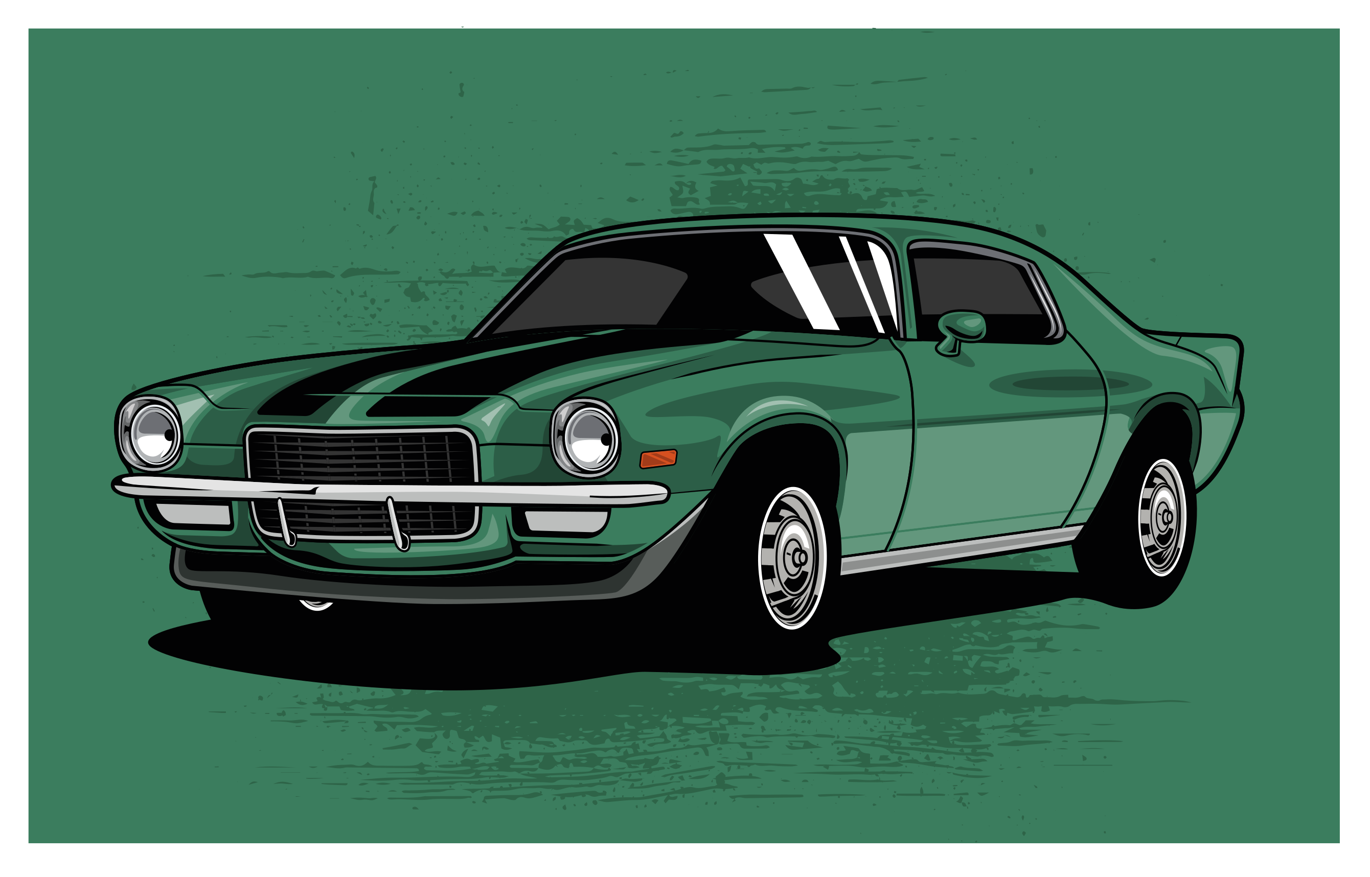 Klasik araba görünümü yollar pvc halı - TenStickers