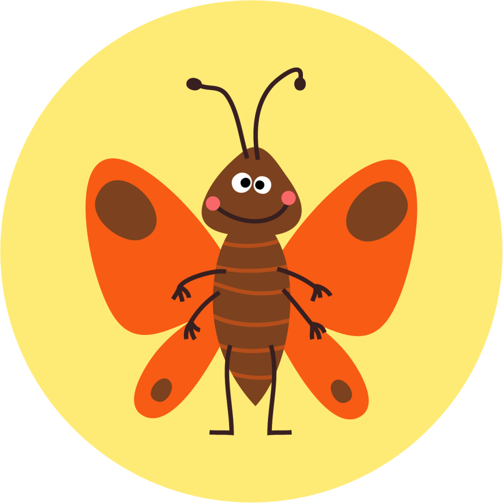 Neşeli kelebek karakteri çocukta pvc halı - TenStickers