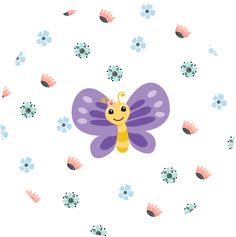 Mor kelebek tasarımı çocukta pvc halı - TenStickers