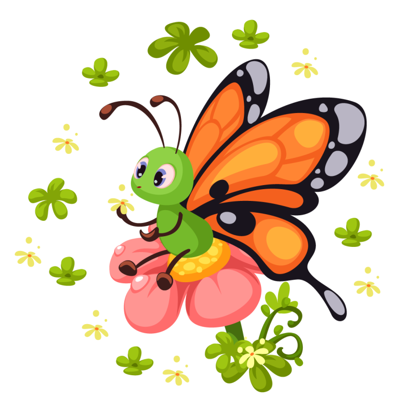 Renkli kelebek sevinci çocukta pvc halı - TenStickers