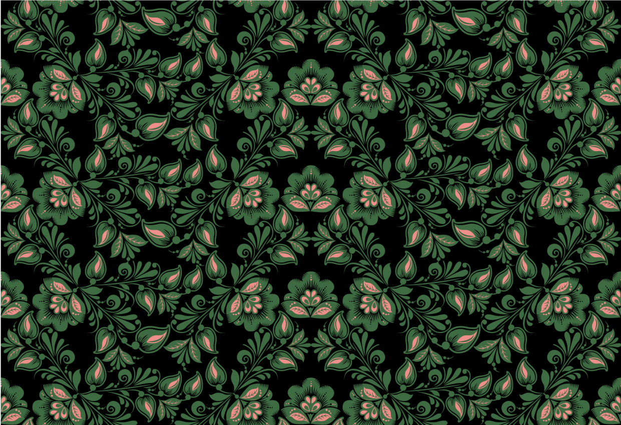 Botanik yeşillik motifi çiçekler ve bitkiler pvc halı - TenStickers