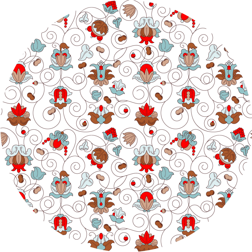 Dairesel botanik spiral vurgu çiçekler ve bitkiler pvc halı - TenStickers