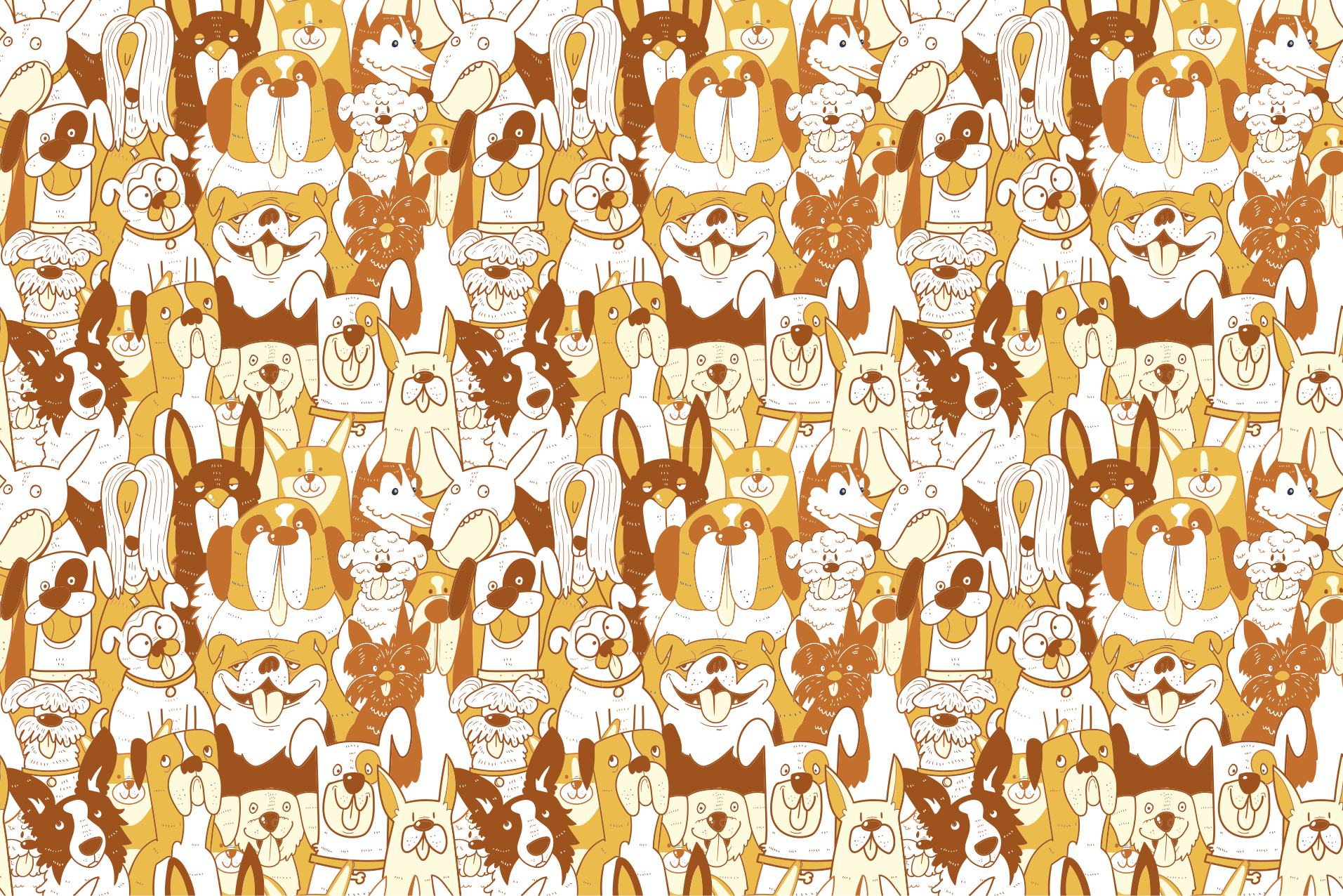 Hayvan pvc halı kahverengi evcil hayvan yüzleri - TenStickers