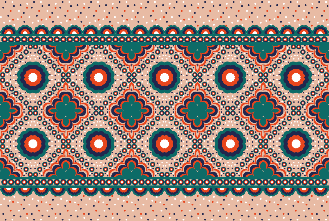 Kalın çiçek motifi etnik pvc halı - TenStickers