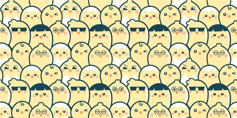 Dikişsiz desen sarı civciv hayvan halısı - TenStickers