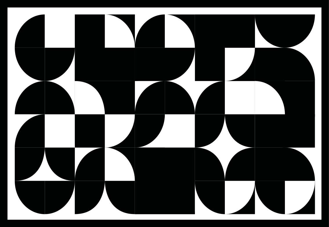 Kavisli siyah şekiller geometrik pvc halı - TenStickers