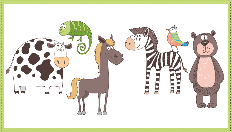 Sevimli hayvanlar hayvan halısı çizimi - TenStickers