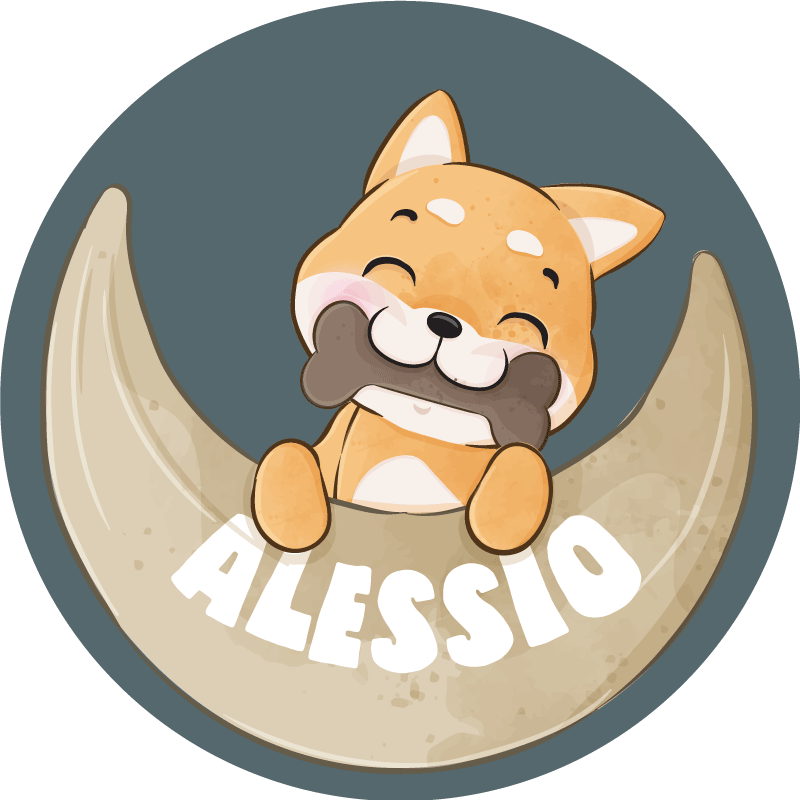 Kemikli ve isimli köpek yavrusu pvc halı - TenStickers