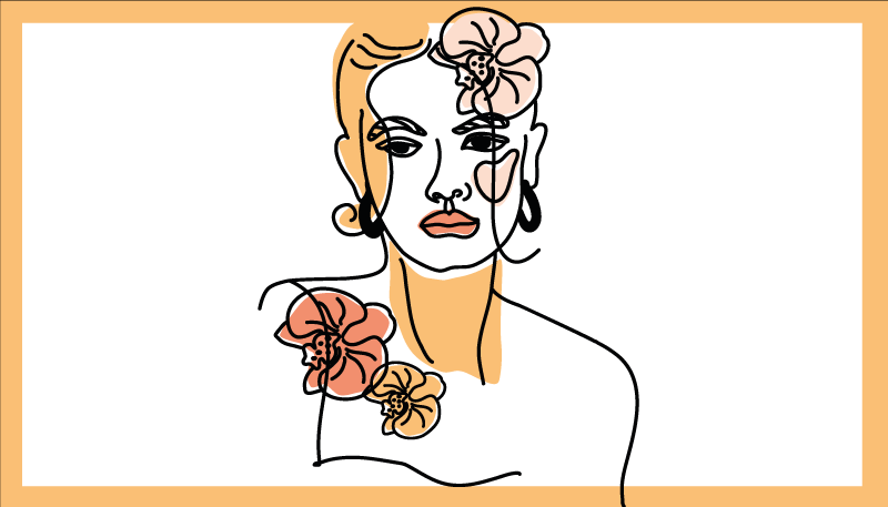 şık çiçekli portre modern pvc halı - TenStickers