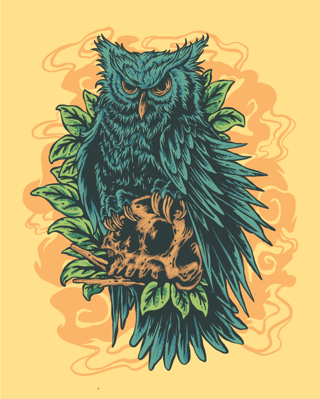 Korkunç baykuş illüstrasyon yatak odası halısı - TenStickers