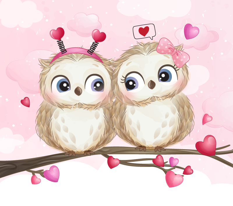 Güzel çift baykuş yatak odası halısı - TenStickers