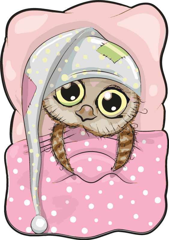 Sevimli uyuyan baykuş çocukta pvc halı - TenStickers