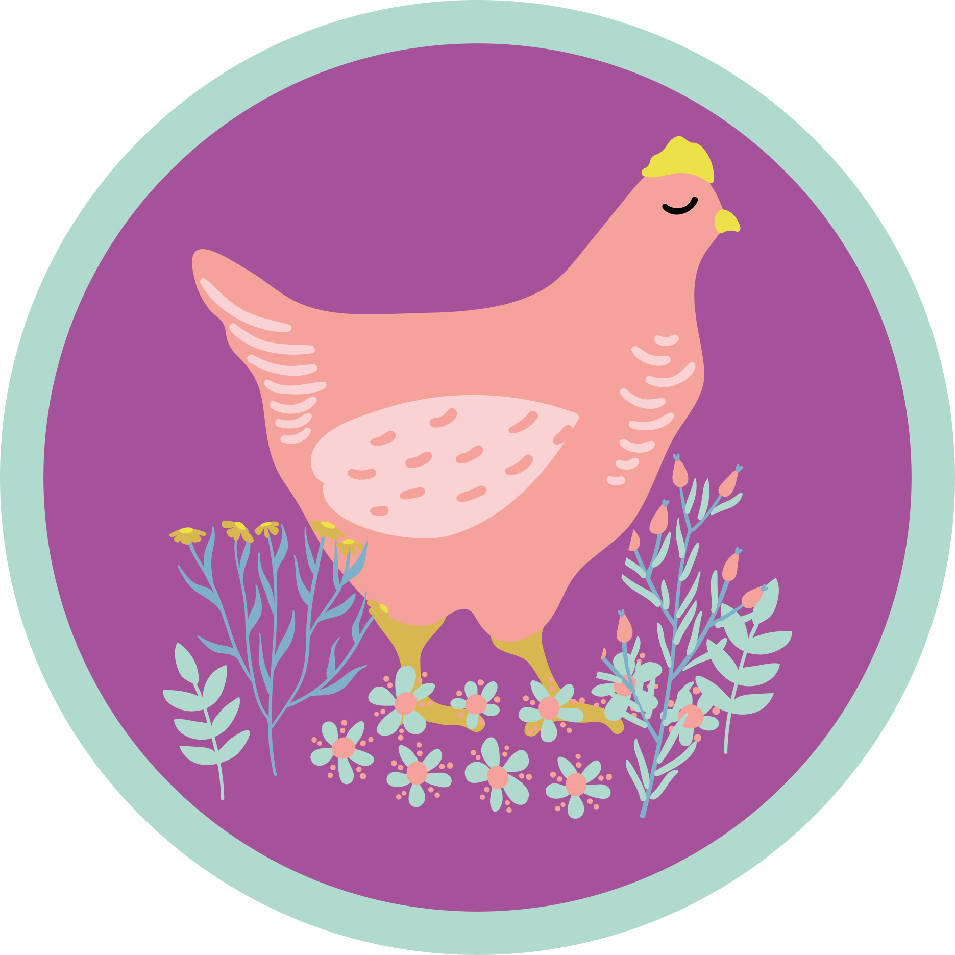 çim hayvan halı üzerinde çok renkli civciv - TenStickers