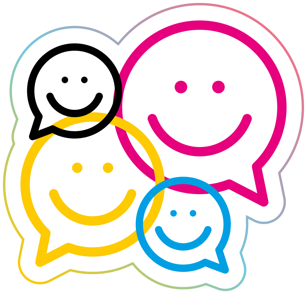 Gülen renkli konuşma balonları genç vinil halı - TenStickers