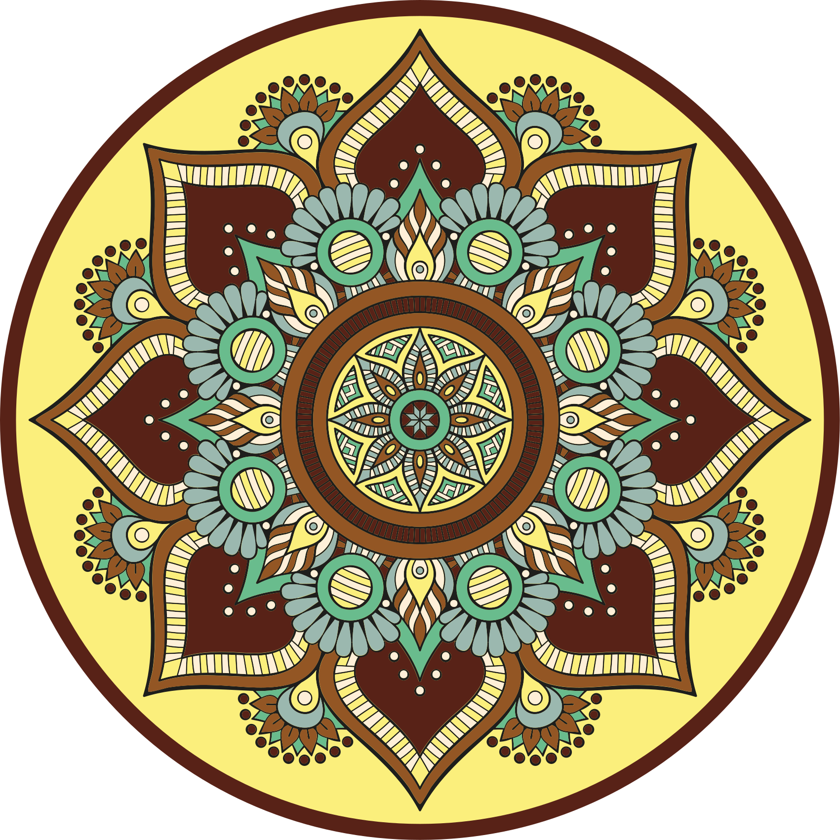 Etnik güneş formu mandala vinil halı - TenStickers