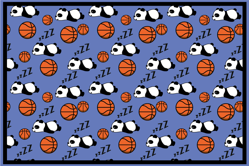 Basketbol yatak odası halısı ile uyuyan panda - TenStickers