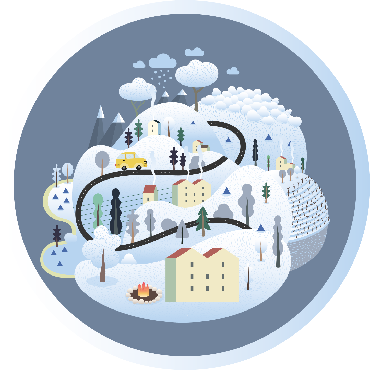 Tuhaf manzara yolculuğu yollar pvc halı - TenStickers