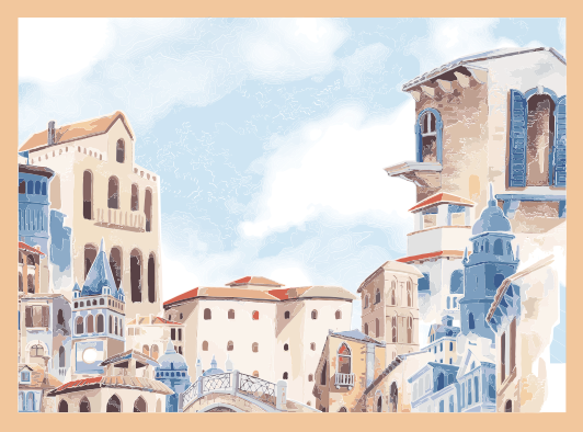 Kıyı şehir manzarası yatak odası pvc halı - TenStickers