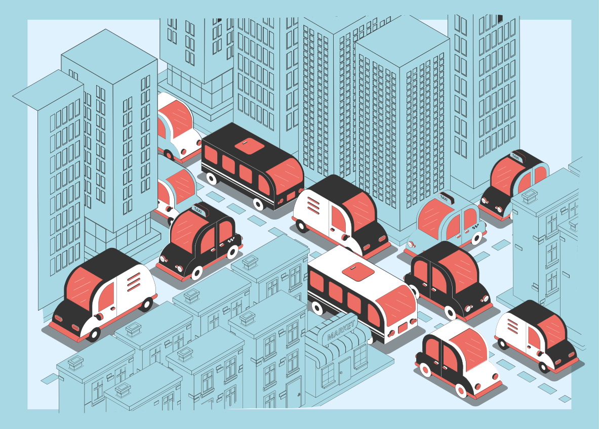 şehir trafiği sahnesi yollar pvc halı - TenStickers