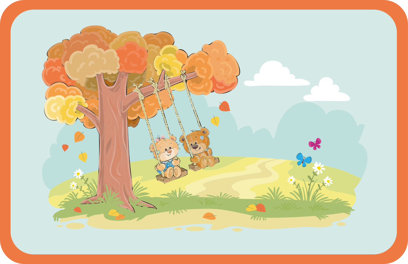 Salıncakta yavru ayılar çocukta pvc halı - TenStickers