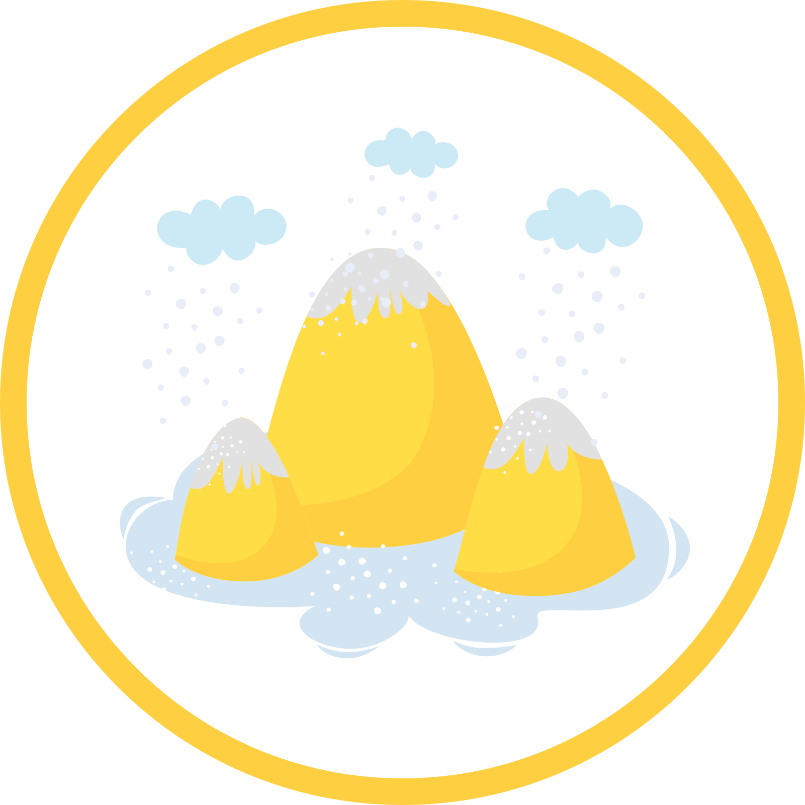 Yağmur damlaları ile sarı dağlar çocuklar vinil halı - TenStickers