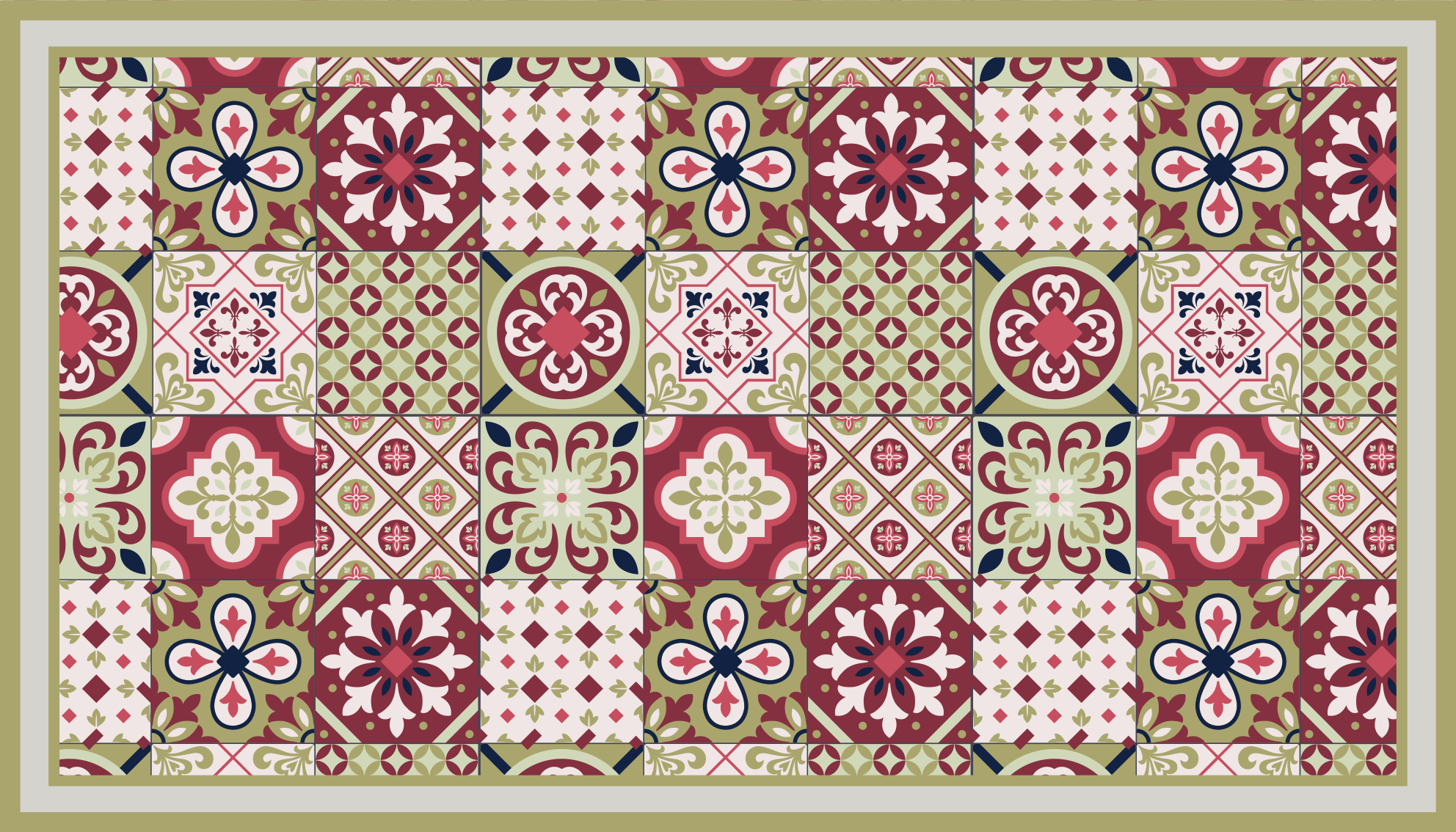 Renkli desenli motifler banyo pvc halı - TenStickers