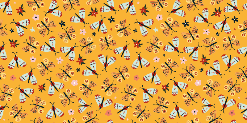 Elle çizilmiş kelebekler hayvan halısı - TenStickers