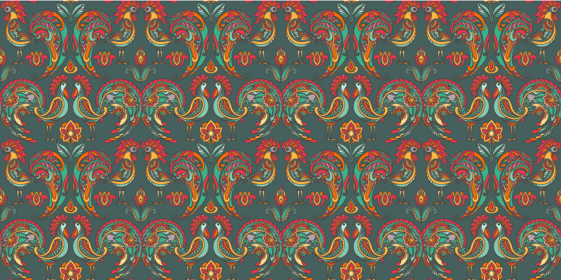 Renkli folklorik motifler mozaic pvc halı - TenStickers