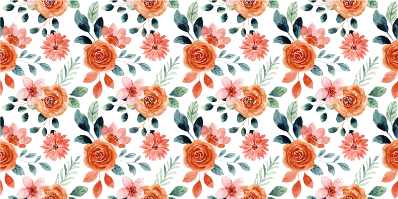 Sulu boya narin çiçekler dikdörtgen halı - TenStickers