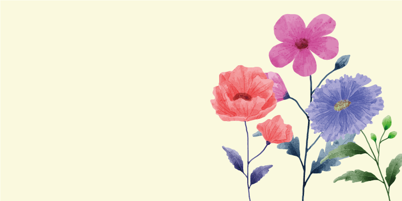 Sulu boya renkli çiçek seti dikdörtgen halı - TenStickers