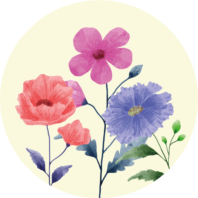 Canlı çiçek kompozisyonu yuvarlak pvc halı - TenStickers