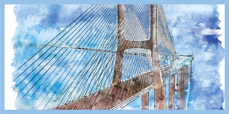 Köprü çizimi oturma odası pvc halı - TenStickers