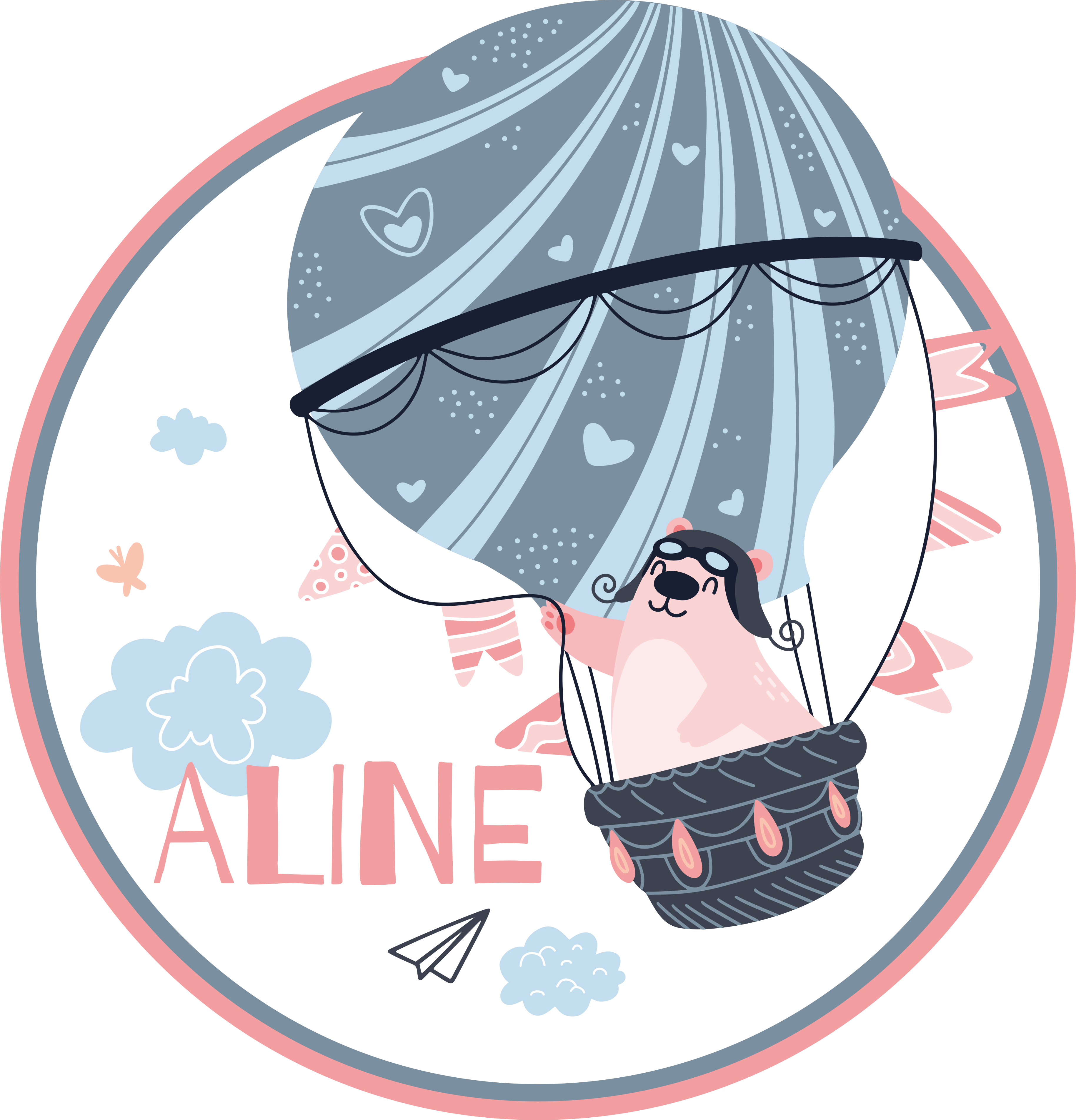 Sıcak hava balonu isimlerle pvc halı - TenStickers