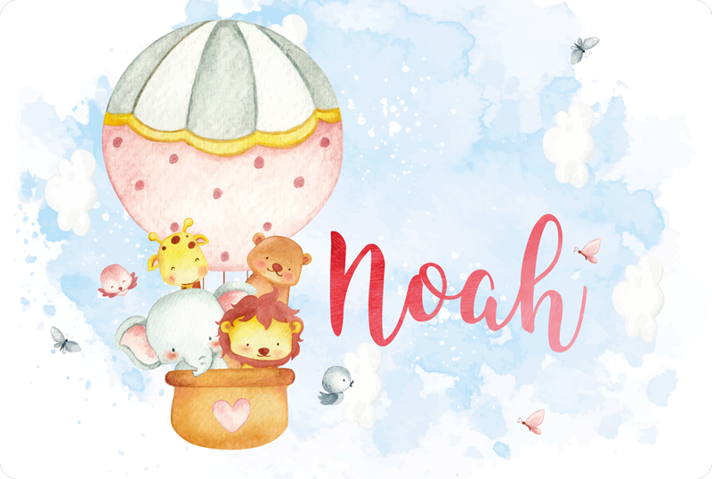 Isimli balon macerası bebek pvc halı - TenStickers