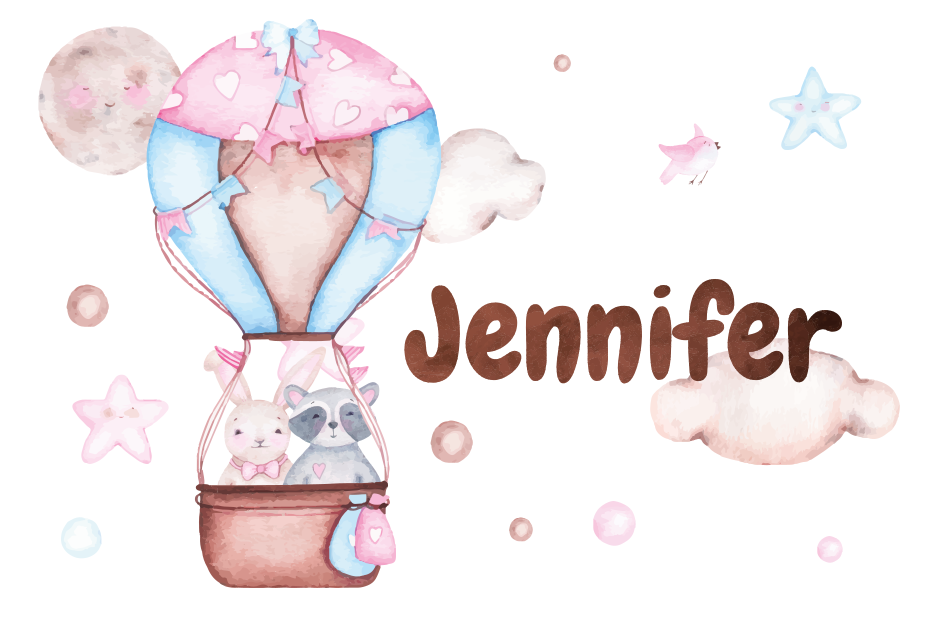 Sıcak hava balonuyla uçmak isimlerle pvc halı - TenStickers